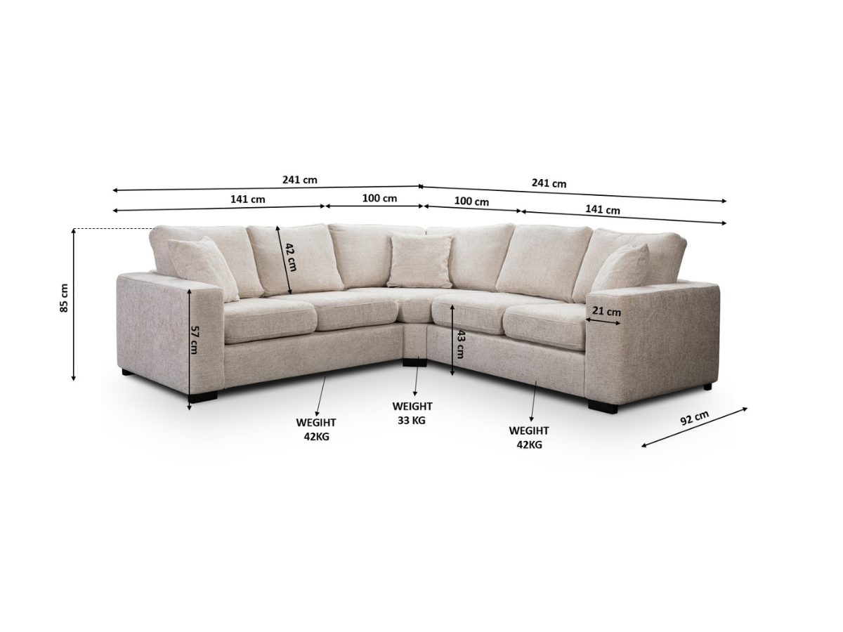 Chestnut Black Corner Sofa Enzo Fabric