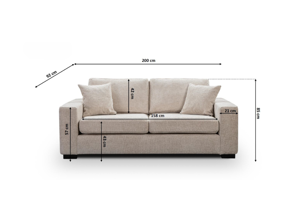 Chestnut Sofa 3 Seater Slate Enzo Fabric