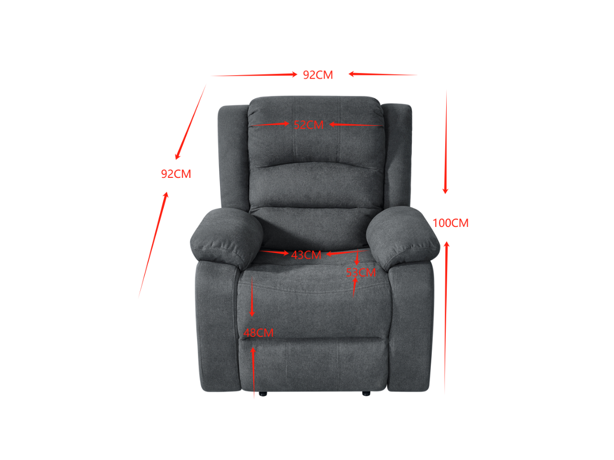 Florence Electric Recliner Sofa Set 3+2+1 Grey Fabric
