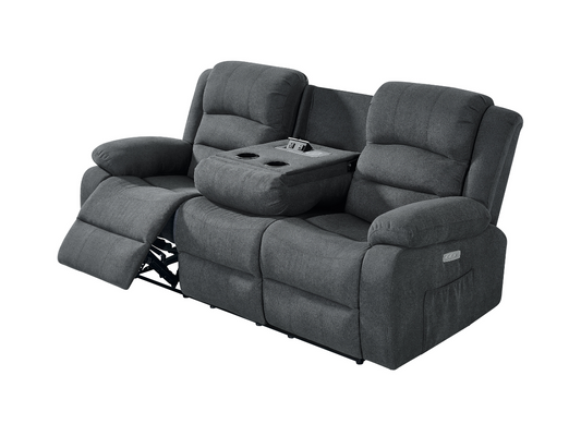Florence Electric Recliner Sofa Set 3+2+1 Grey Fabric