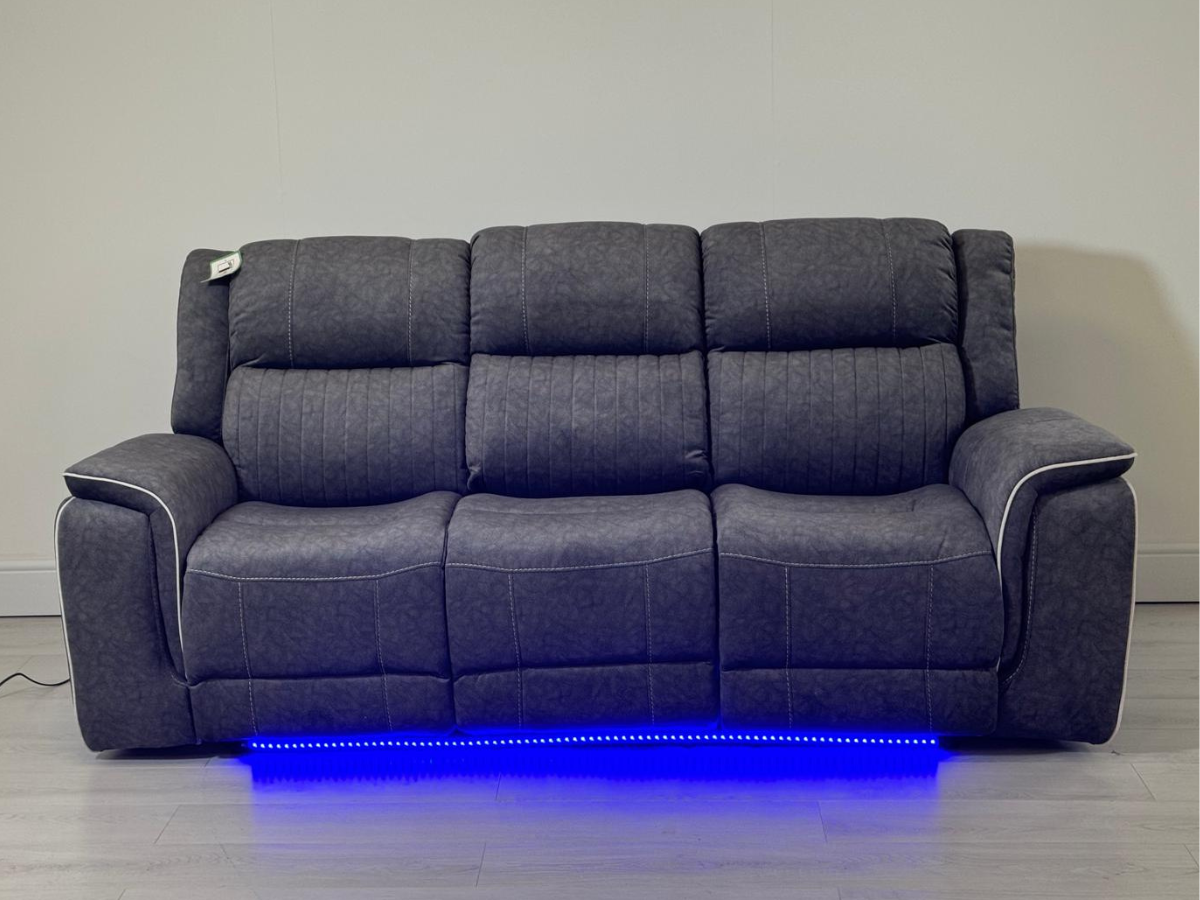 Hanna 3+2 Electric Recliner Sofa Set in Grey Micro Fabric