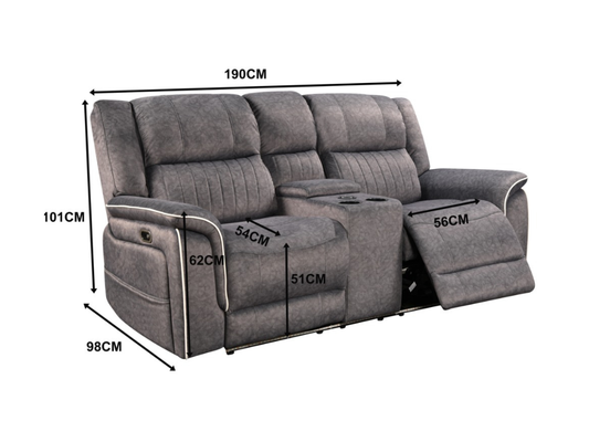 Hannan Fabric 2 Seater Electric Recliner Sofa