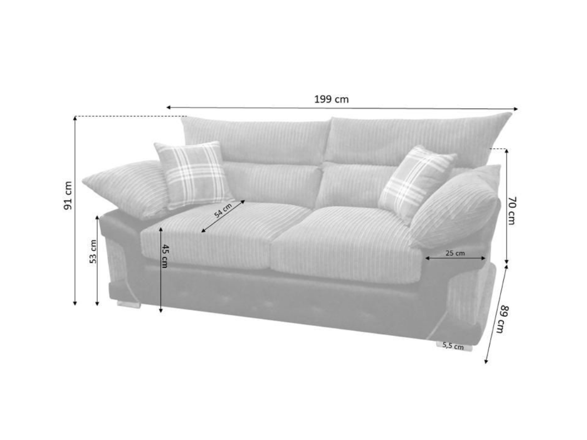 Logan 3 Seater Sofa Black-Grey