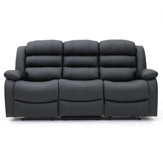 Roma Recliner 3 Seater Sofa Black Aire Leather