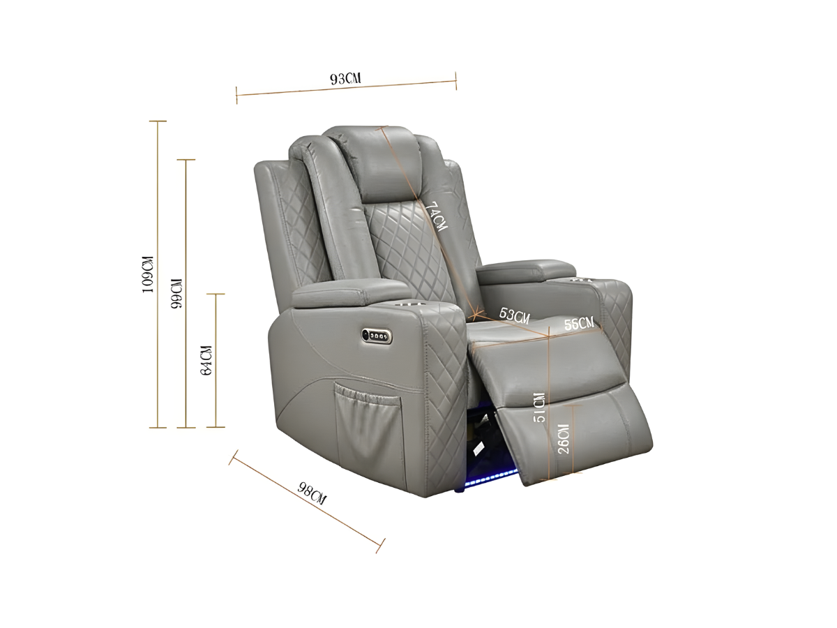 Sianna Electric Recliner 3+2+1 Sofa Set Grey Aire Leather