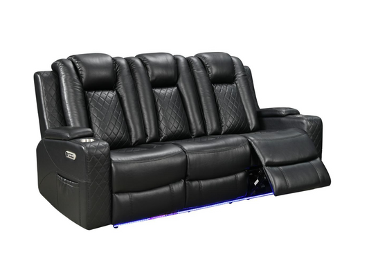 Sianna Electric Recliner 3+2+1 Sofa Set Black Aire Leather