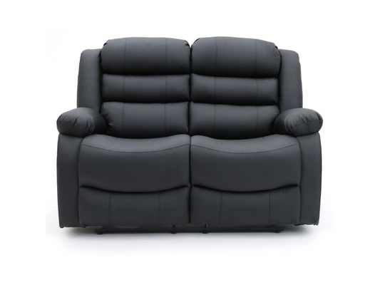 Sorrentino 2 Seater Recliner Sofa Black Aire Leather