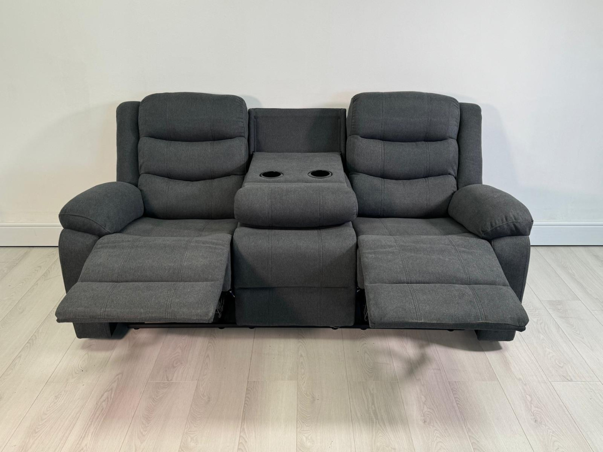 Sorrentino 3 Seater Recliner Sofa Grey Chenille Fabric