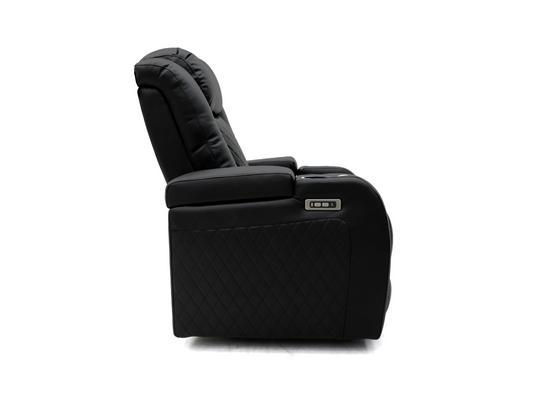 Tech 8 Smart Electric Recliner Armchair Black Aire Leather