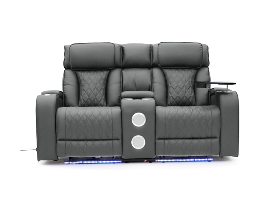 Tech 11 Smart Grey 2 Seater Electric Recliner Sofa Aire Leather