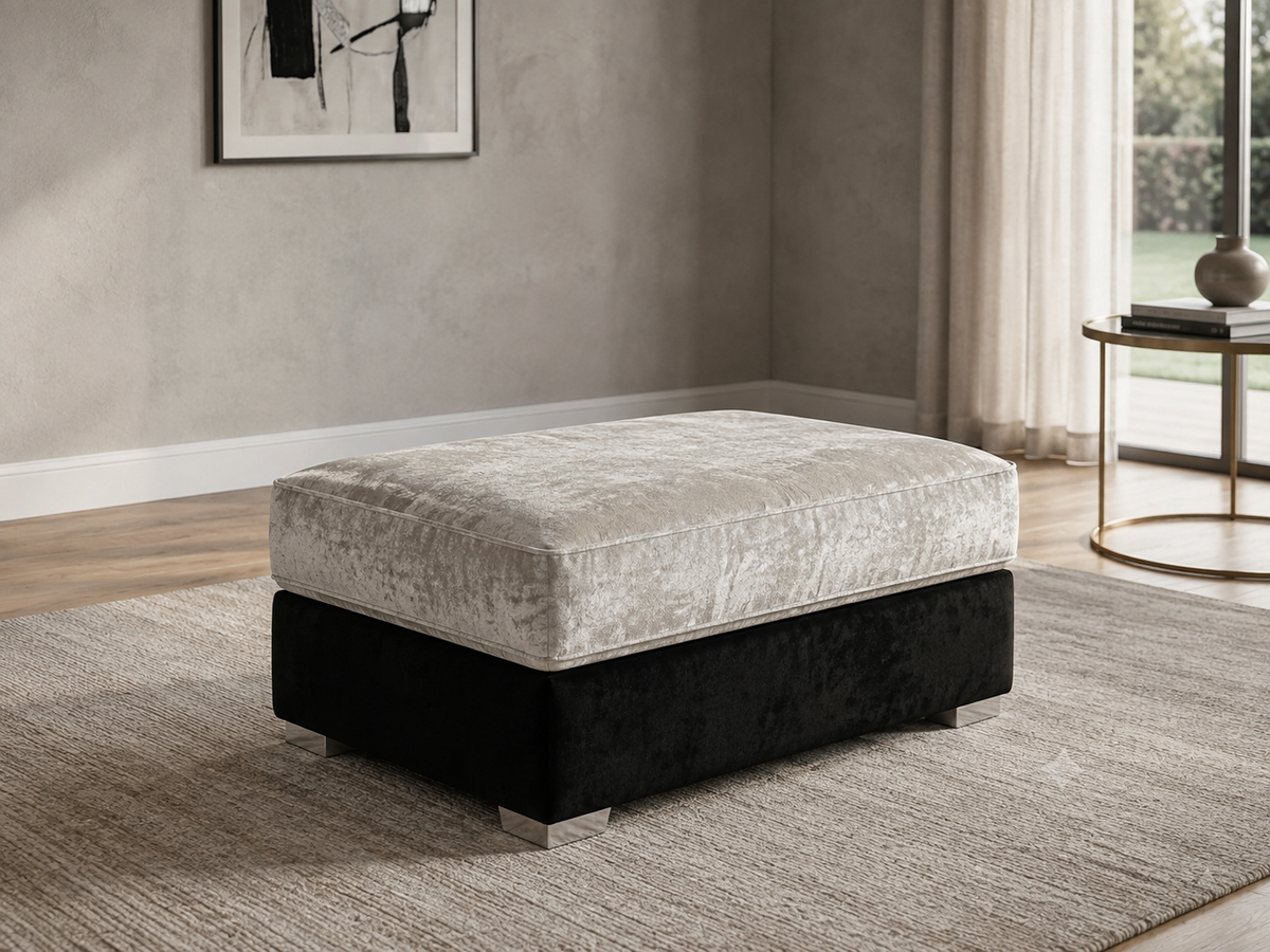 Shannon Corner & 3+2 – Black & Silver Luxury Elegance Sofa