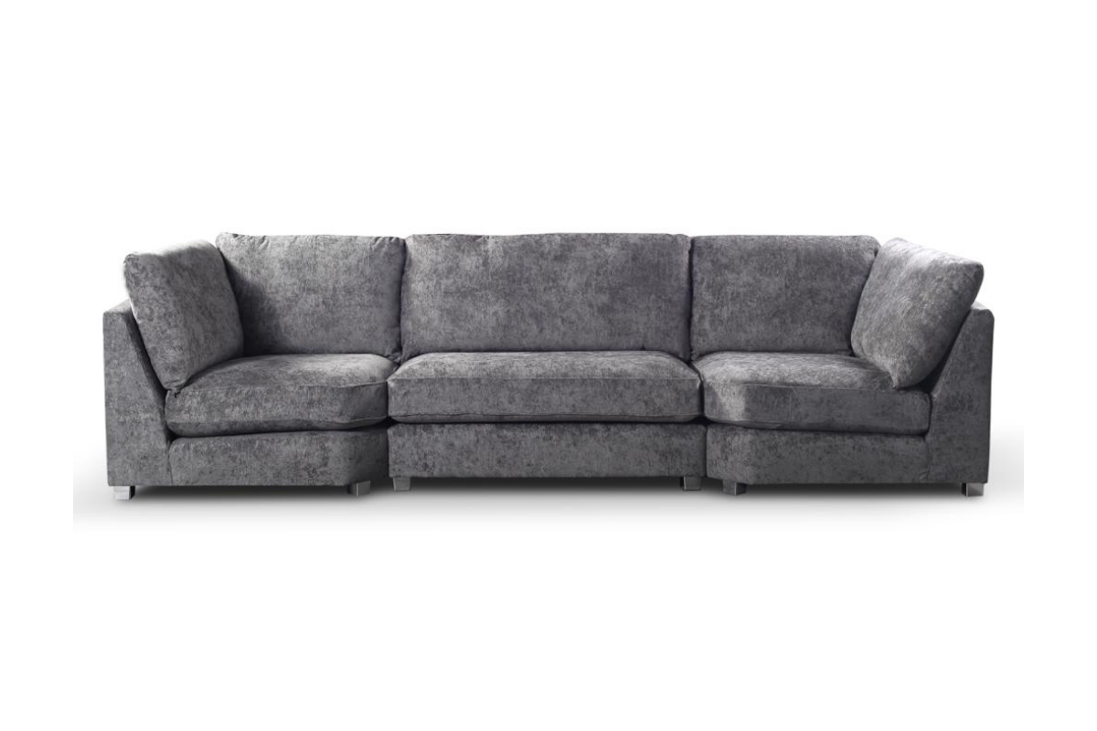 Bishop U-Shaped Sofa Platinum Grey Luxe Chenille