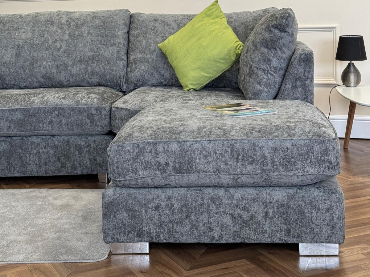Bishop U-Shaped Sofa Platinum Grey Luxe Chenille