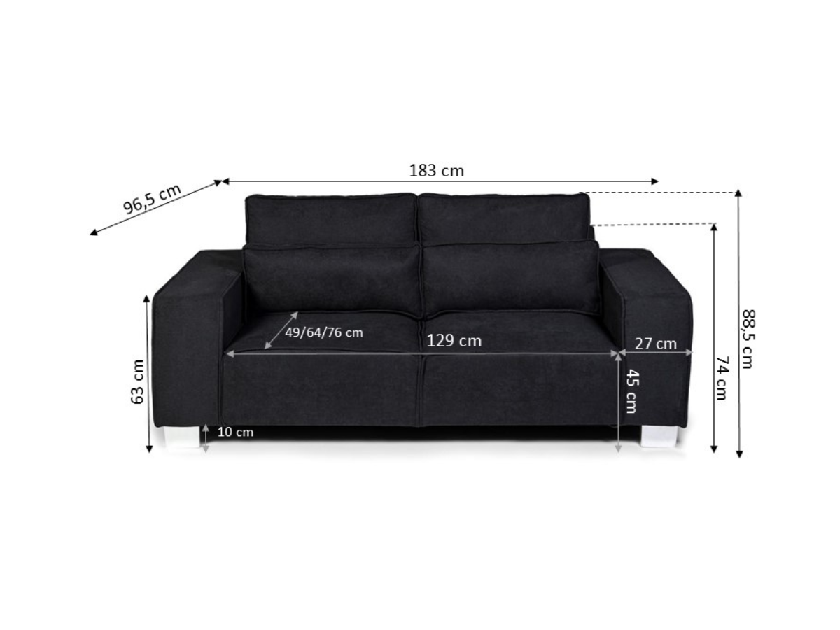 Broadgate 2 Seater Sofa Black Kensington Fabric