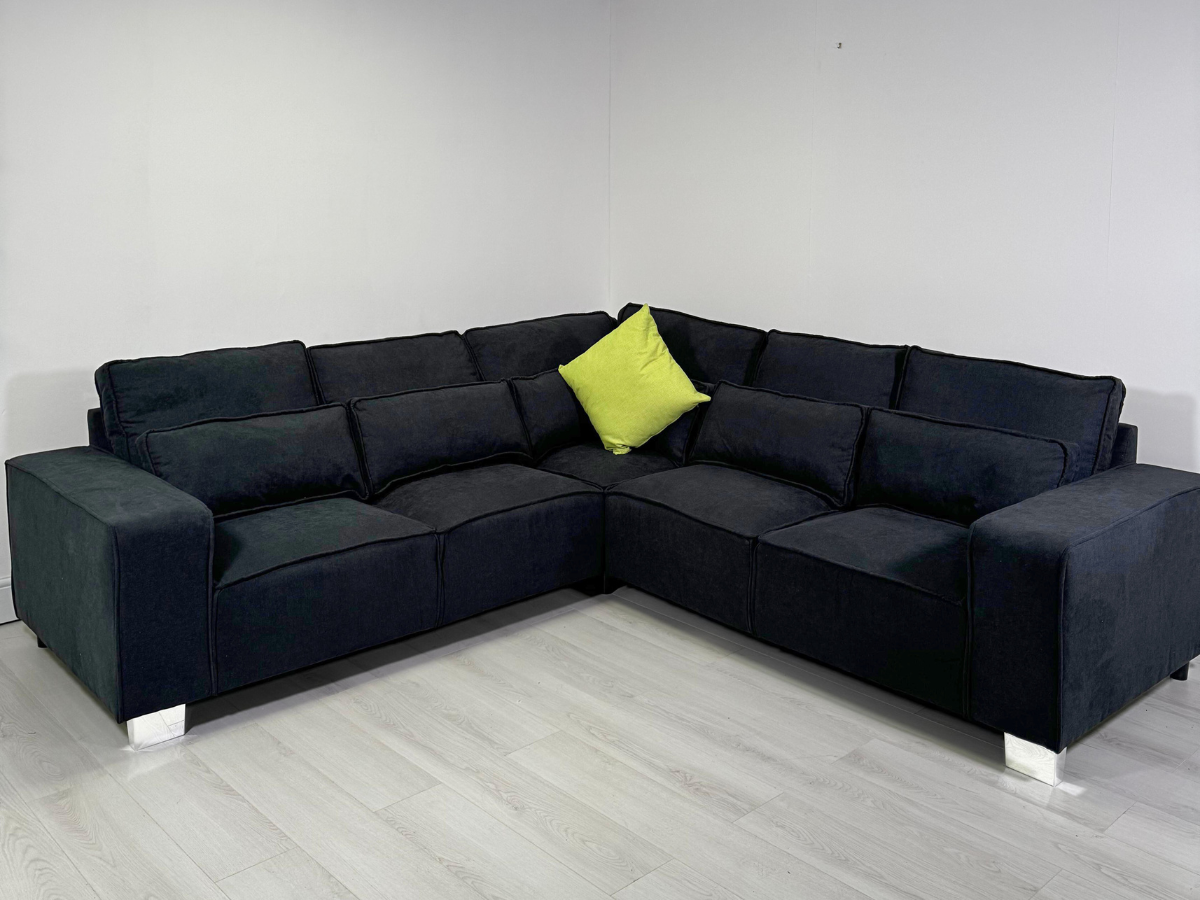 Broadgate Corner Sofa Black Kensington Fabric