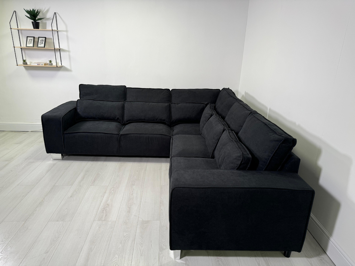 Broadgate Corner Sofa Black Kensington Fabric