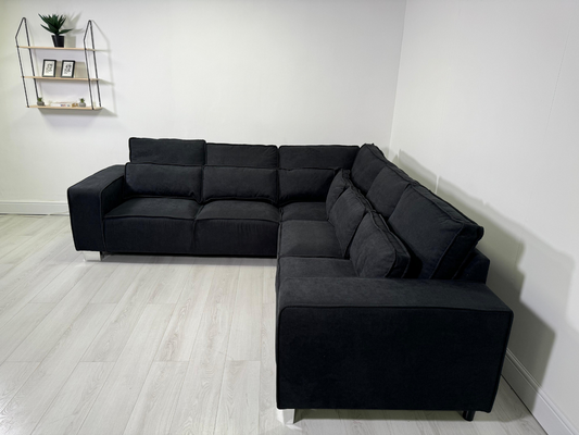 Broadgate Corner Sofa Black Kensington Fabric