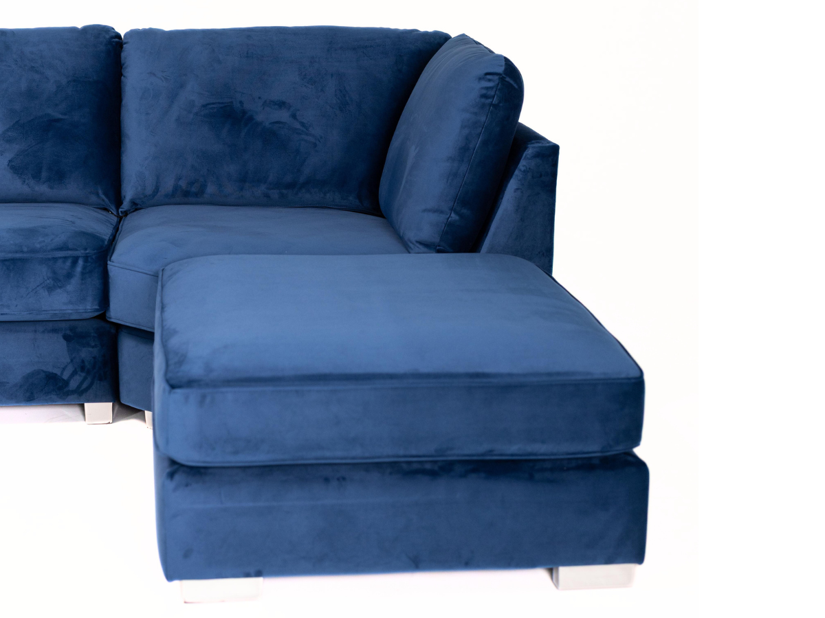 Casa U-Shaped Sofa Blue Plush Velvet