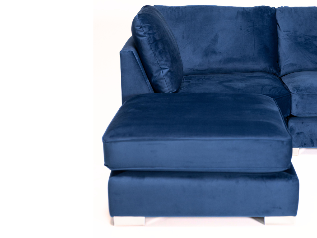 Casa U-Shaped Sofa Blue Plush Velvet