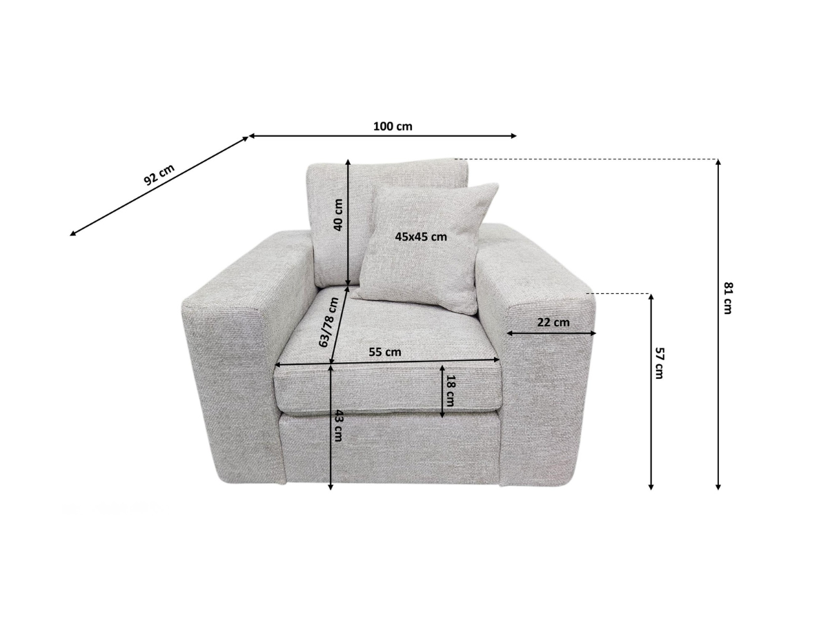 Chestnut Slate Armchair with Cushion Enzo Fabric