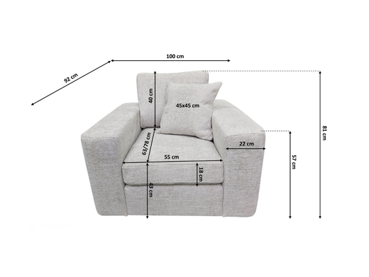 Chestnut Slate Armchair with Cushion Enzo Fabric