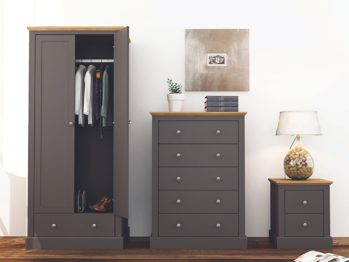 Devonshire Two Drawer Bedside Cabinet Charcoal