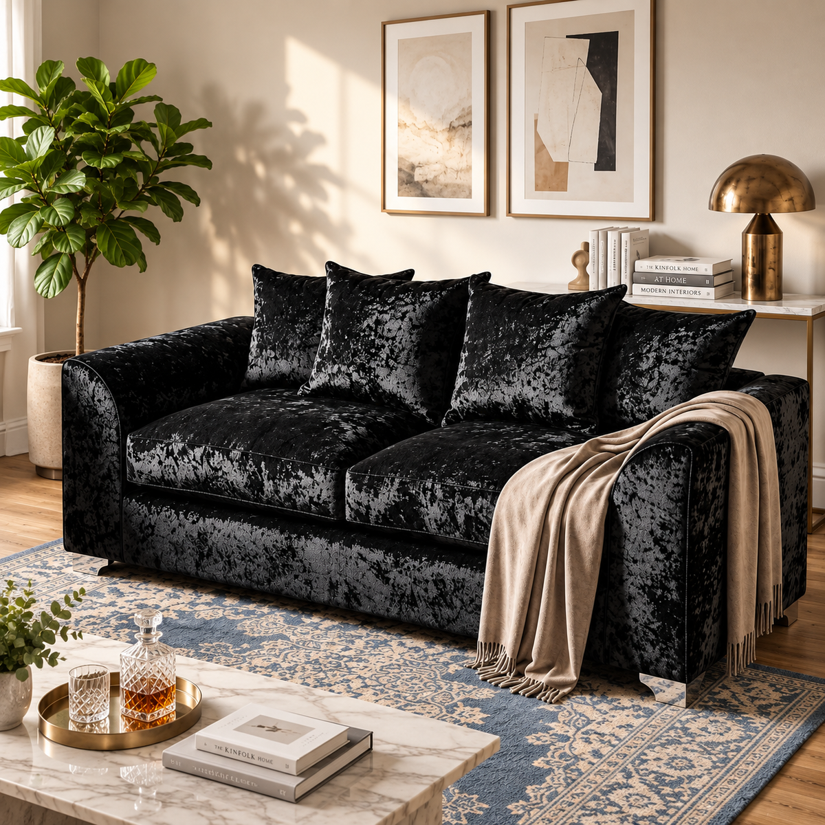 Dylan Crushed Velvet L Shape, Corner & 3+2– Luxury & Sophisticated Comfort Sofa