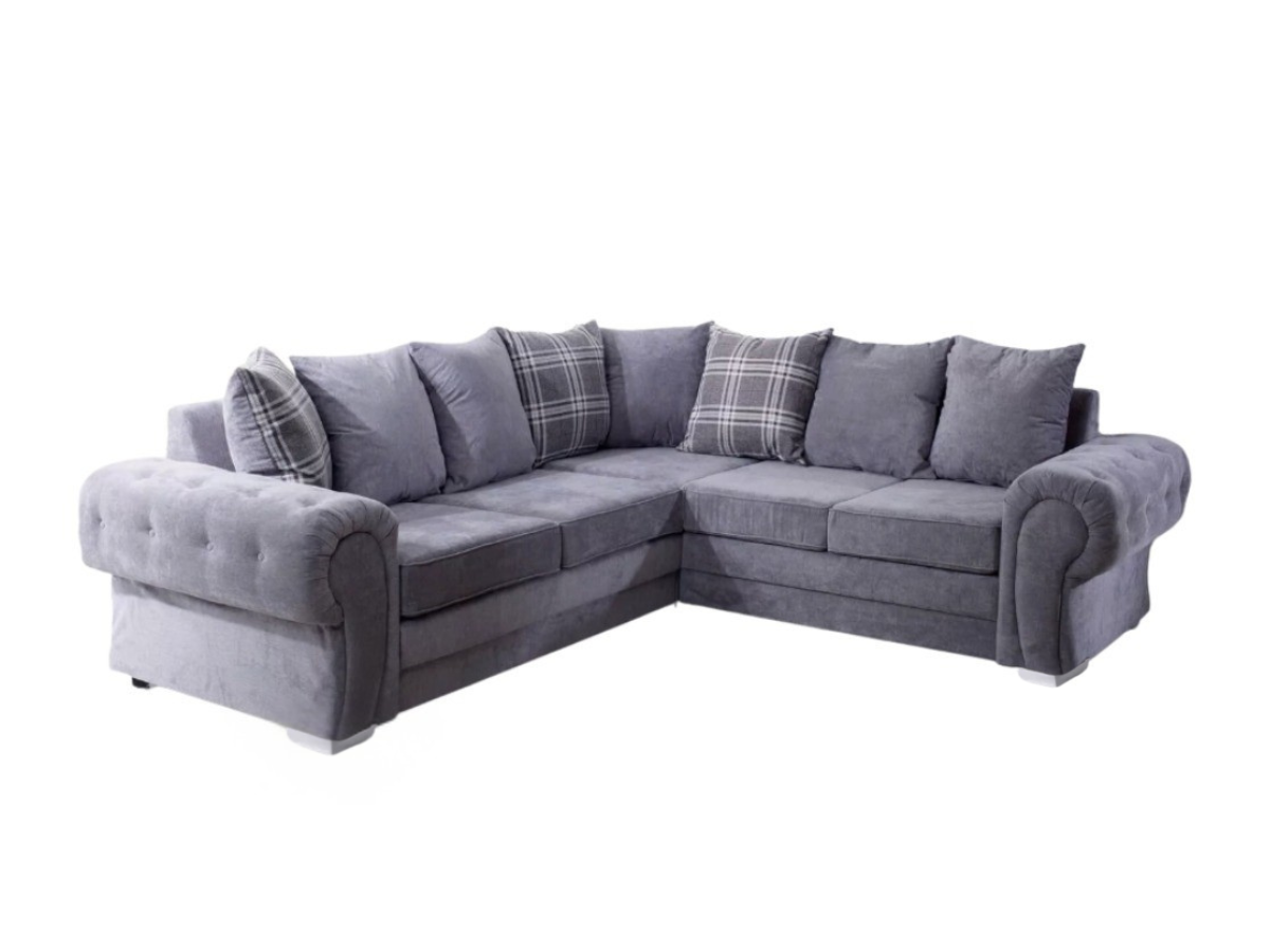 Verona Fernando Corner Sofa Bed Scatter Back Sleeper Grey