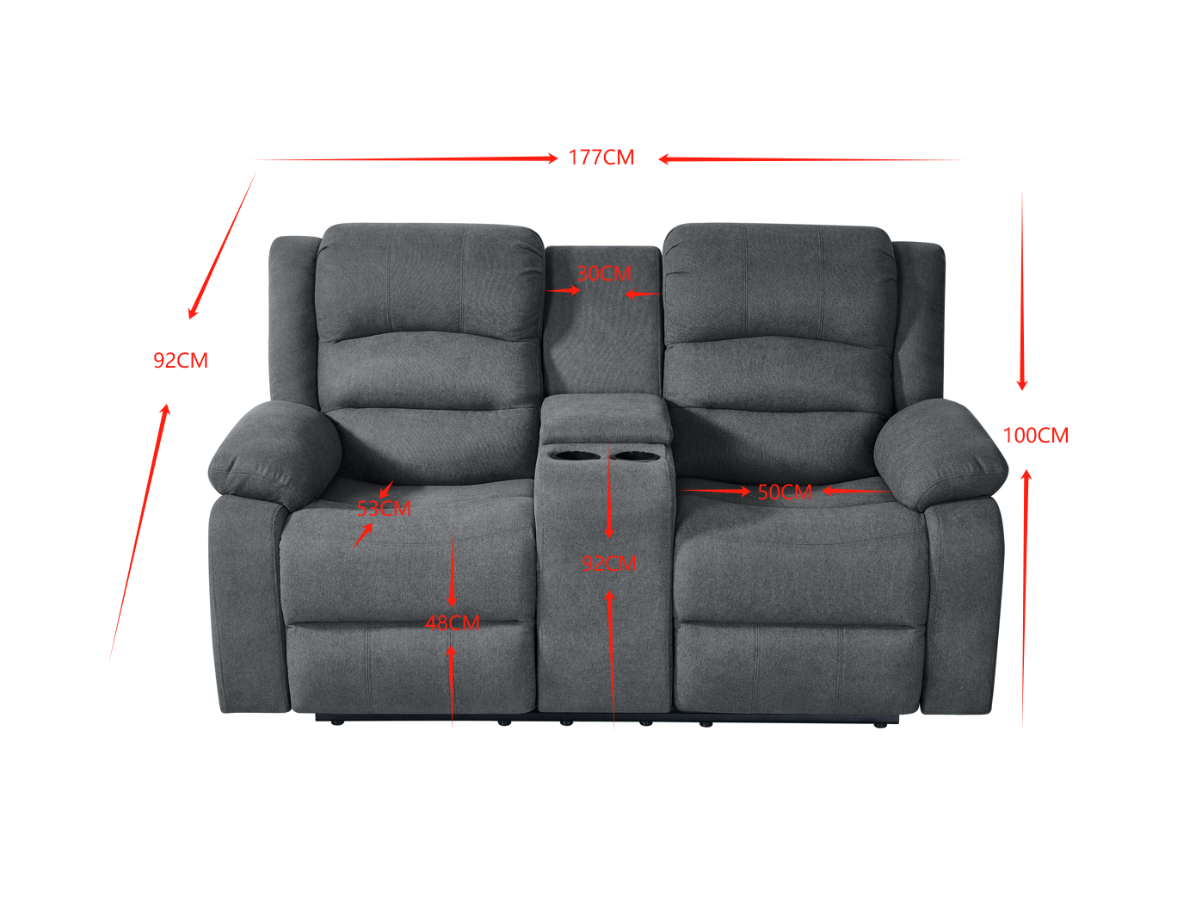 Florence Electric Recliner Sofa Set 3+2+1 Grey Fabric