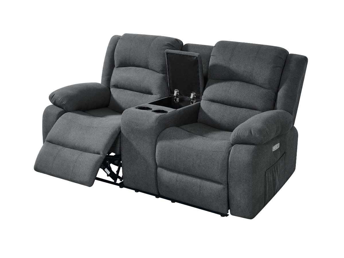 Florence Electric Recliner Sofa Set 3+2+1 Grey Fabric