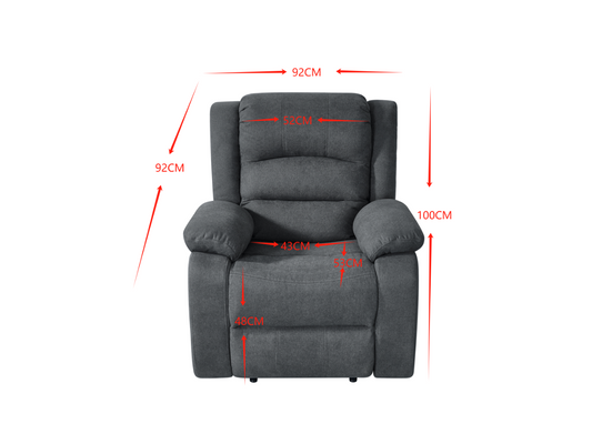 Florence Electric Recliner Chair Grey Fabric