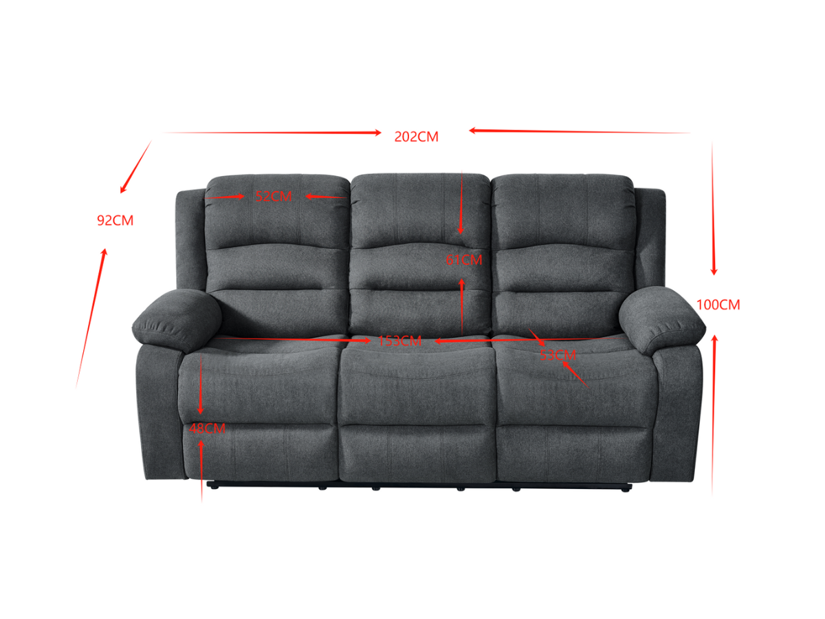 Florence Electric Recliner Sofa Set 3+2+1 Grey Fabric