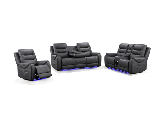 Forbes 3+2+1 Electric Recliner Sofa Set Aire Leather