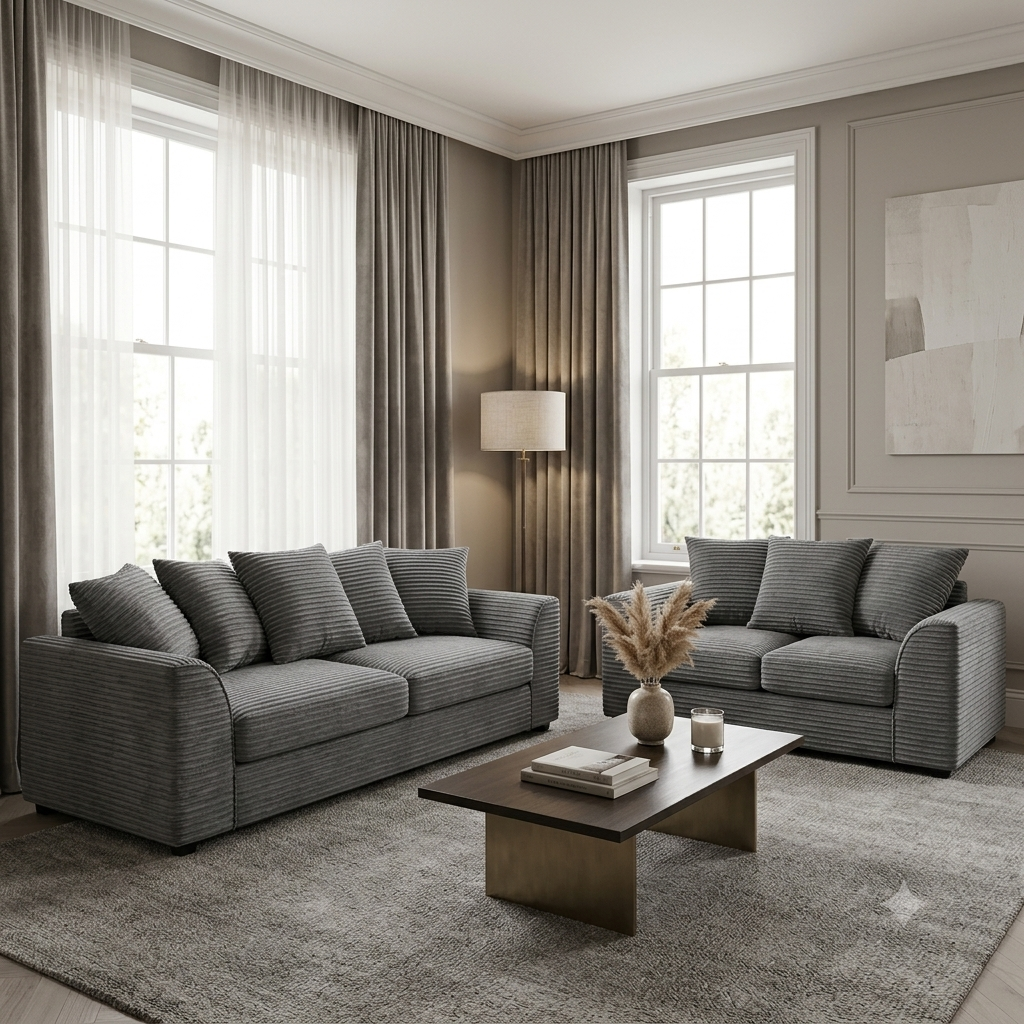 Dylan Jumbo Cord L Shape, Corner & 3+2 – Ultimate Comfort & Contemporary Style Sofa