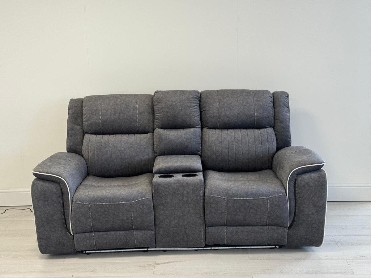 Hanna 3+2 Electric Recliner Sofa Set in Grey Micro Fabric