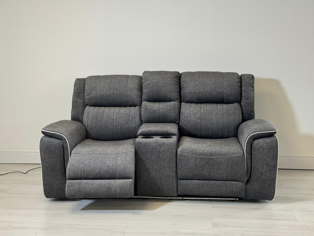 Hanna 3+2 Electric Recliner Sofa Set in Grey Micro Fabric