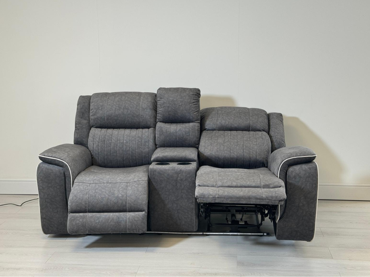 Hanna 3+2 Electric Recliner Sofa Set in Grey Micro Fabric