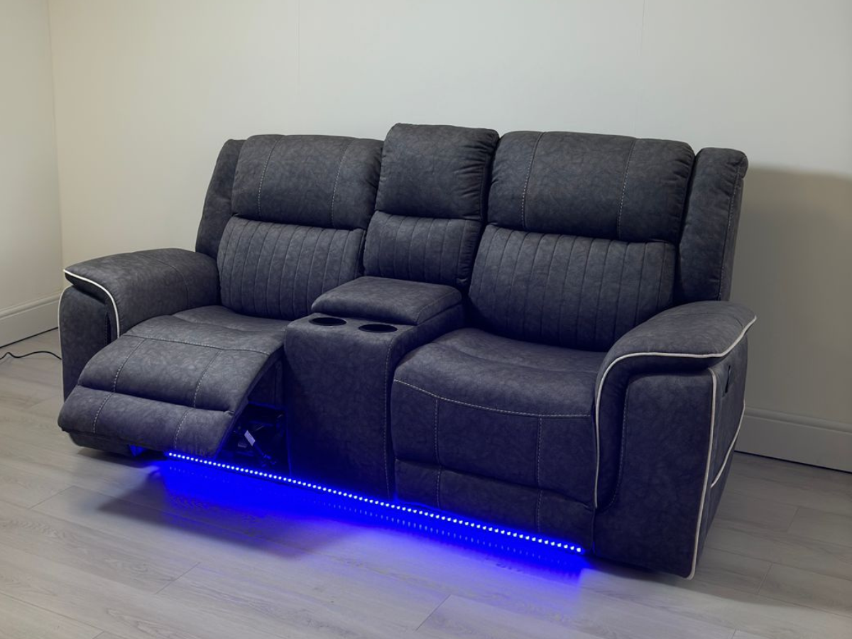 Hanna 3+2 Electric Recliner Sofa Set in Grey Micro Fabric
