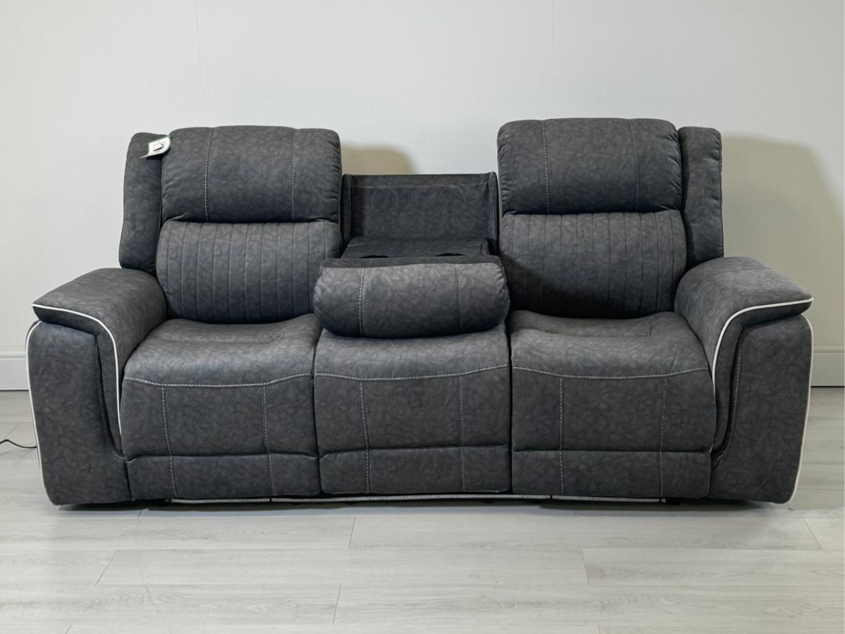 Hanna 3+2 Electric Recliner Sofa Set in Grey Micro Fabric