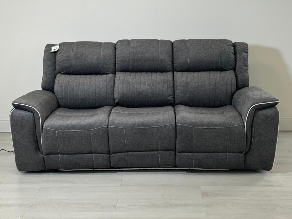 Hanna 3+2 Electric Recliner Sofa Set in Grey Micro Fabric