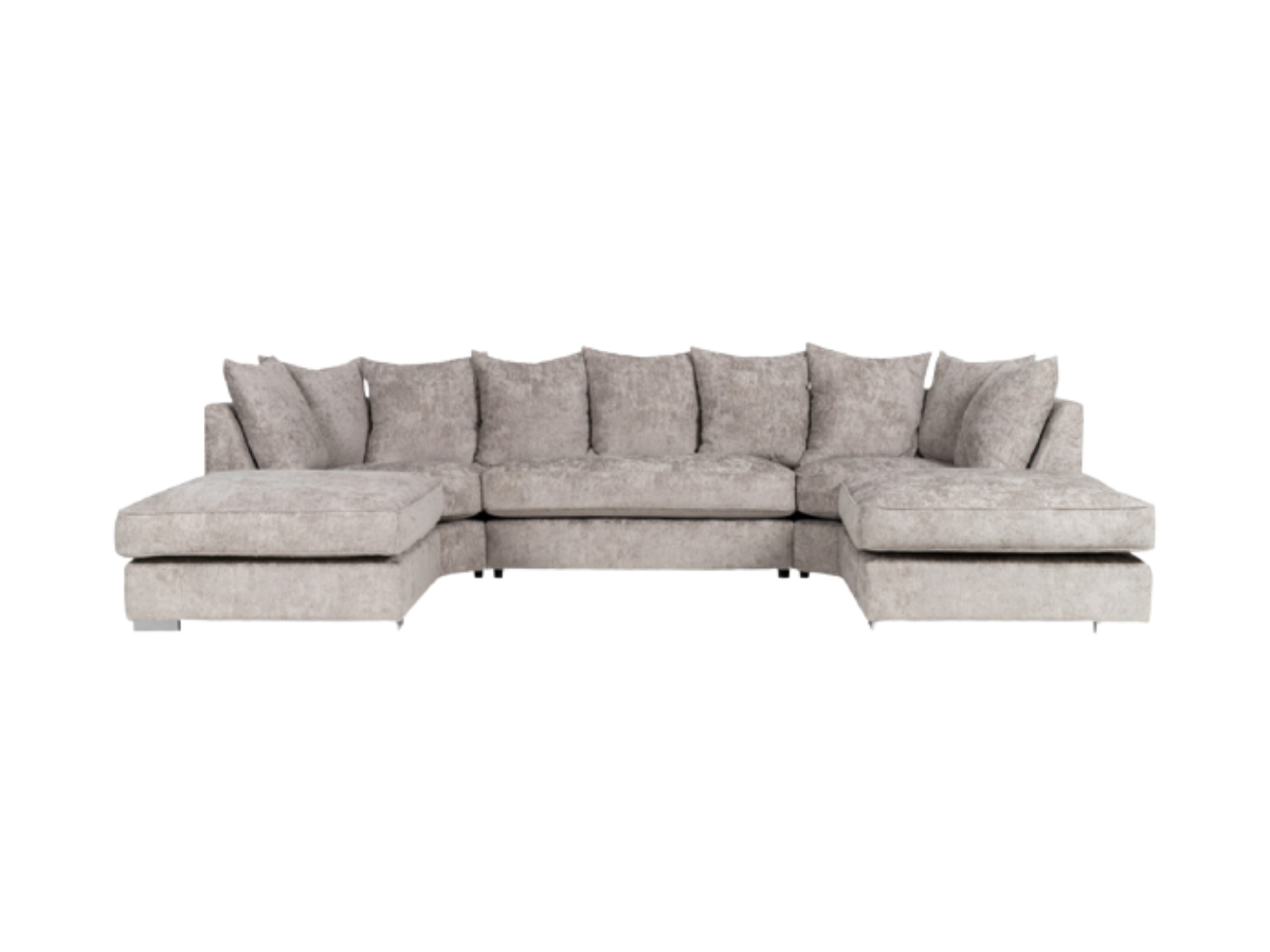 London U Shaped Sofa Truffle Soft Chenille