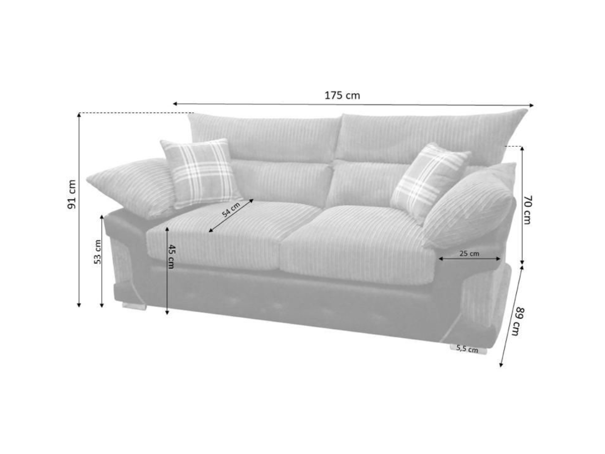 Logan 3+2 Sofa Set Black Grey