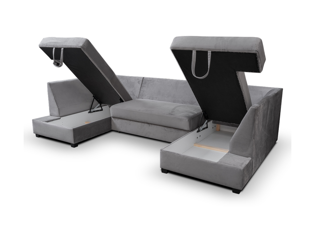 Meridian U Shape Velvet Sofa Bed with Storage