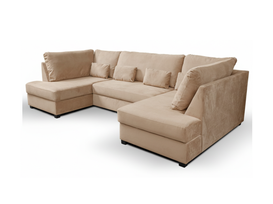 Meridian U Shape Sofa Bed with Storage Mink Plush Velvet
