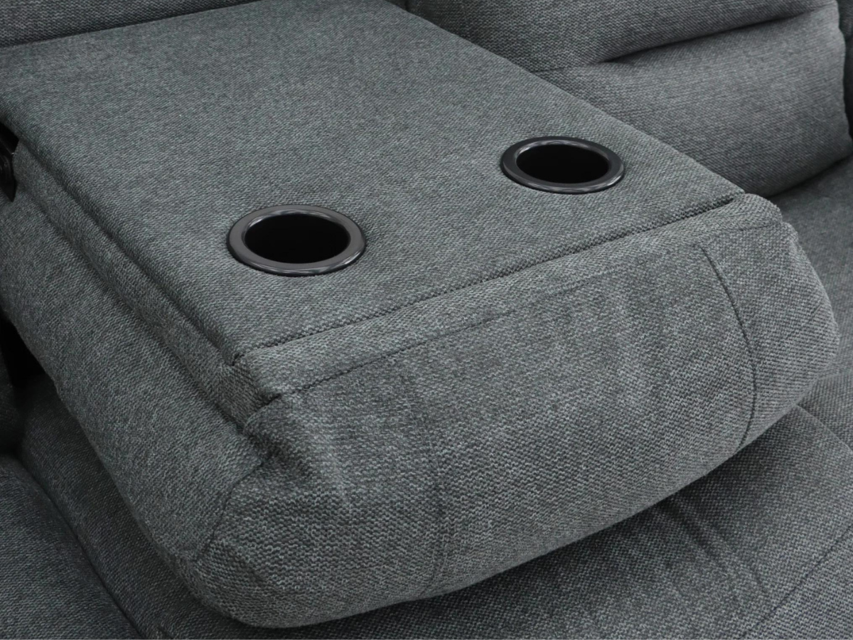 Naples 3 Seater Electric Recliner Sofa Grey Chenille Fabric