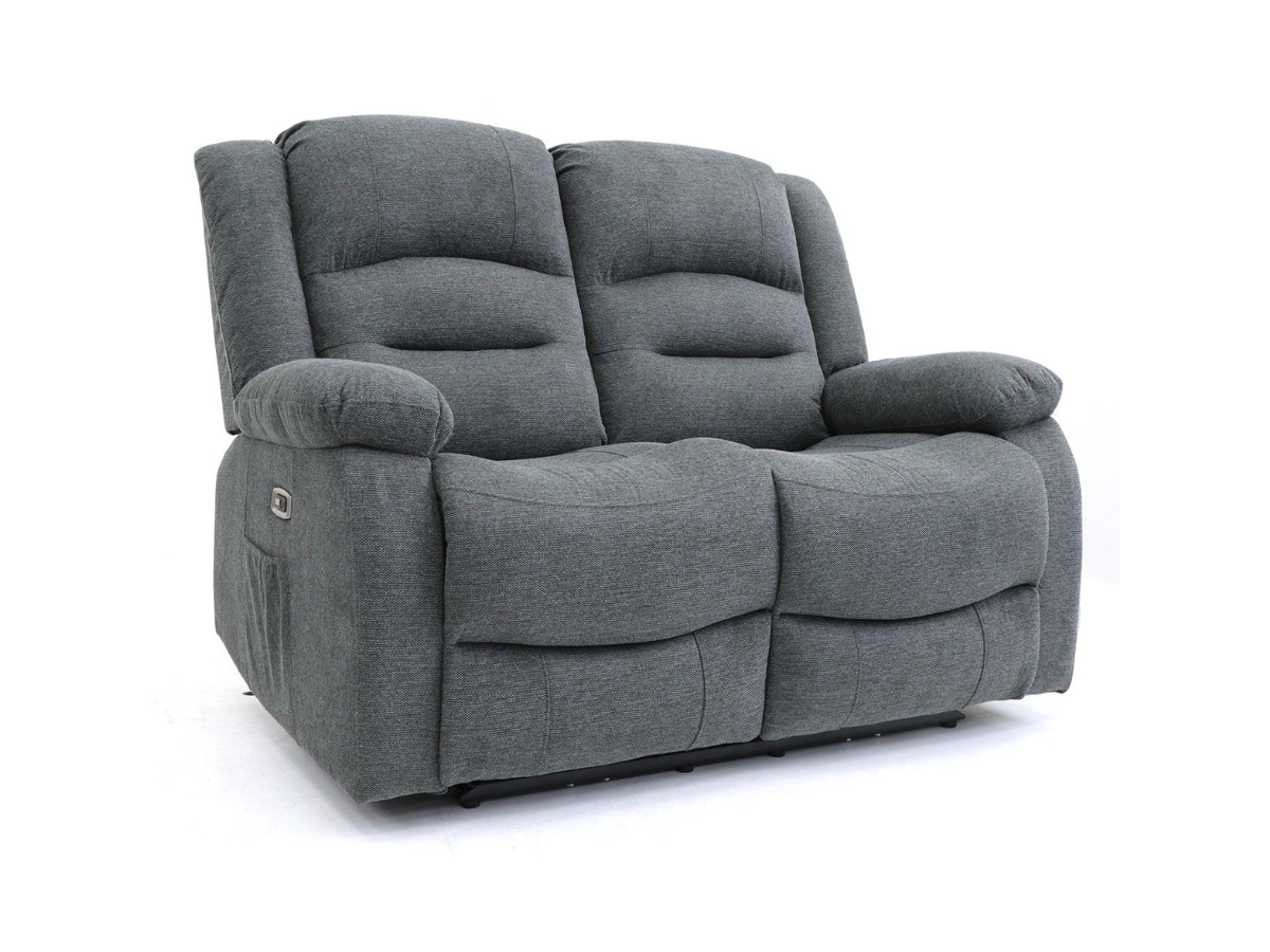 Naples 2 Seater Electric Recliner Sofa Grey Chenille Fabric