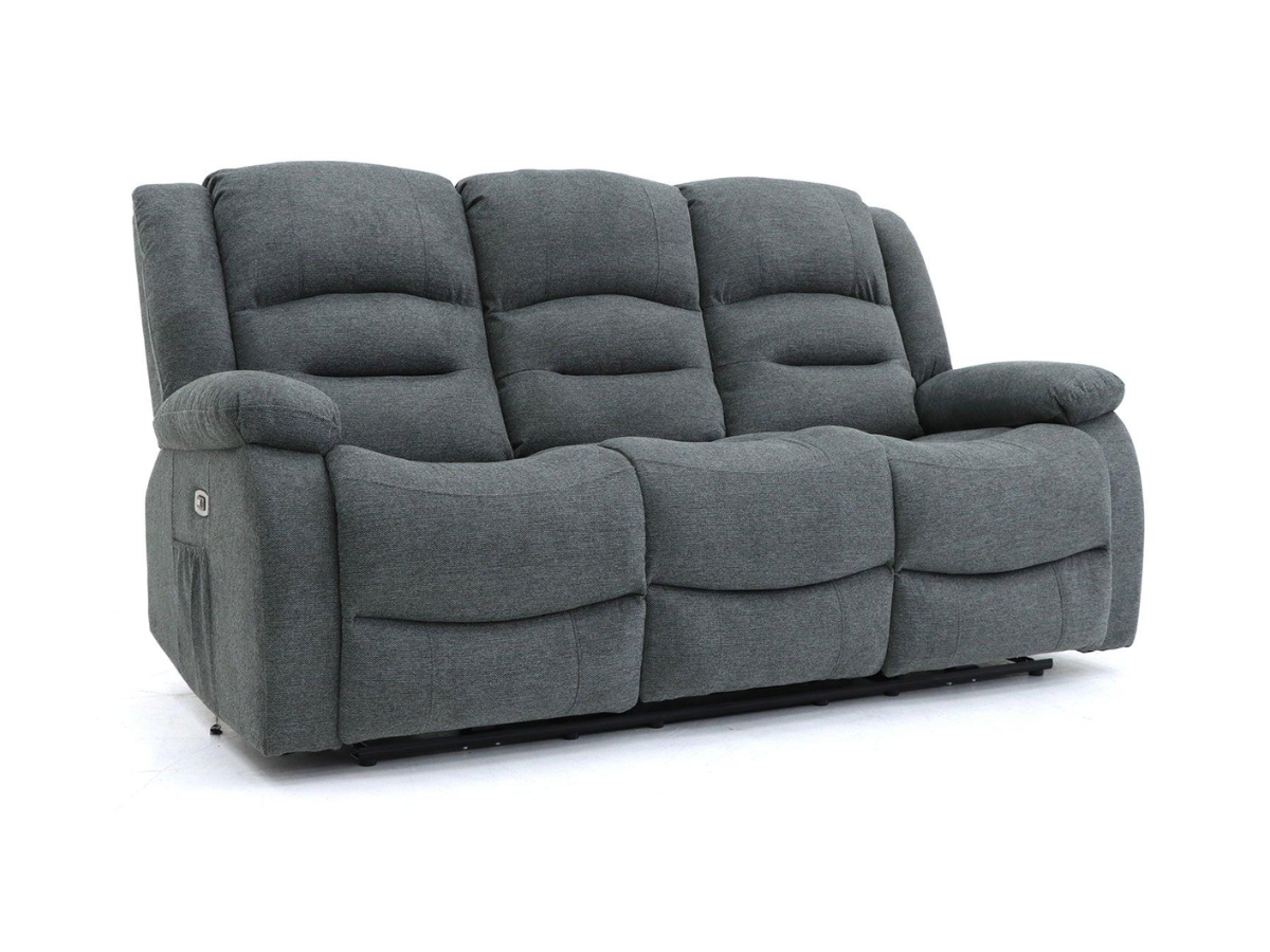 Naples 3+2 Electric Recliner Sofas Grey Chenille Fabric