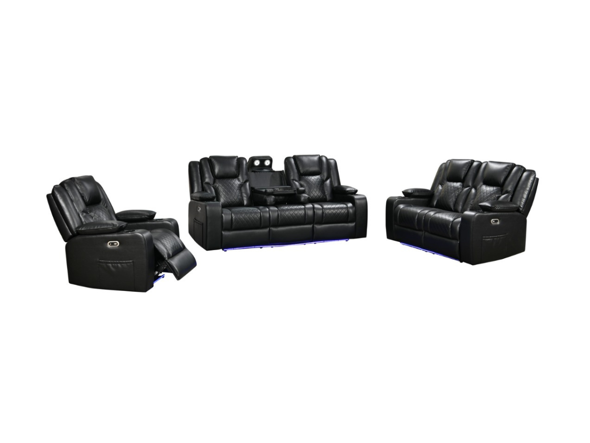 Orlando Black Electric Recliner Sofa Set 3+2