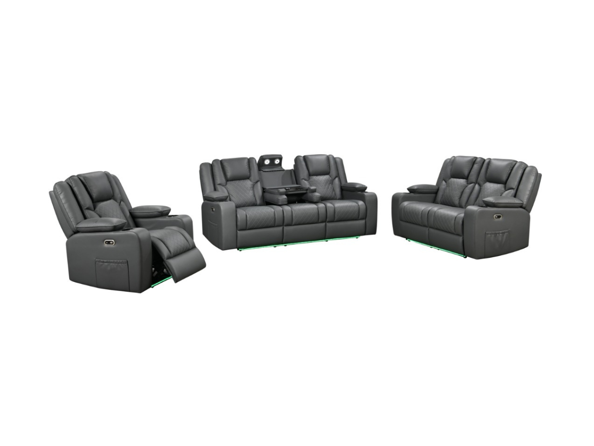 Orlando Grey Electric Recliner Sofa Set 3+2