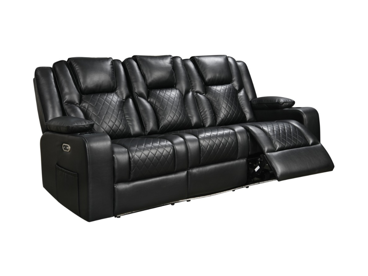 Orlando 3 Seater Black Electric Recliner Sofa